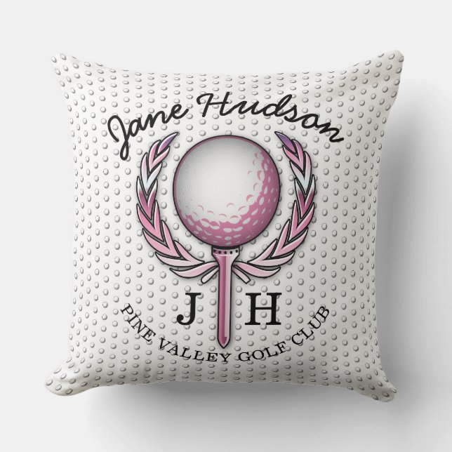Ladies Elegant Golf Monogram Design Throw Pillow (Front)