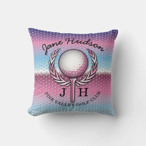 Ladies Elegant Golf Monogram Design Throw Pillow