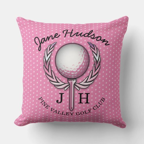 Ladies Elegant Golf Monogram Design Throw Pillow