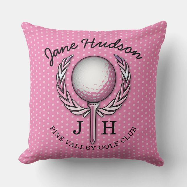 Ladies Elegant Golf Monogram Design Throw Pillow (Front)