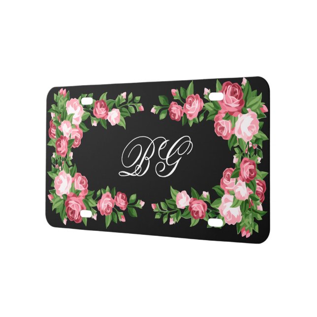 Ladies Elegant Monogram License Plate (Left)