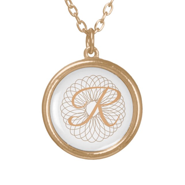 Ladies Elegant Monogrammed Gold Plated Necklace (Front)