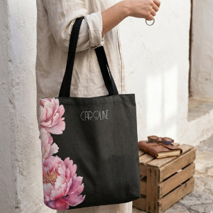 Ladies Elegant Pink Peonies Floral  Boho Cute  Tote Bag