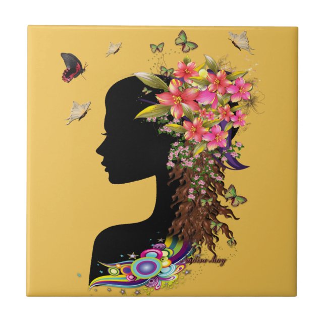 Ladies Fantasy Fashion Ceramic Tile (Front)