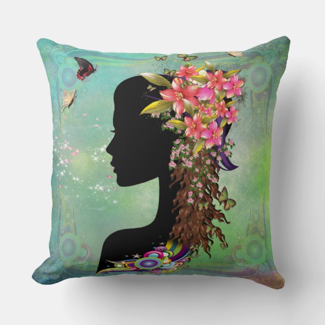 Ladies Fantasy Fashion Throw Pillow (Front)