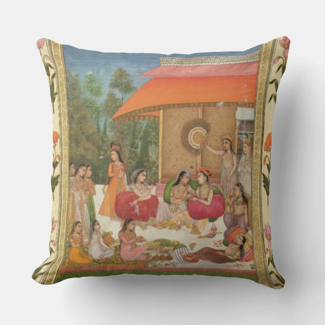 Ladies feasting, from the Small Clive Album Throw Pillow (Front)