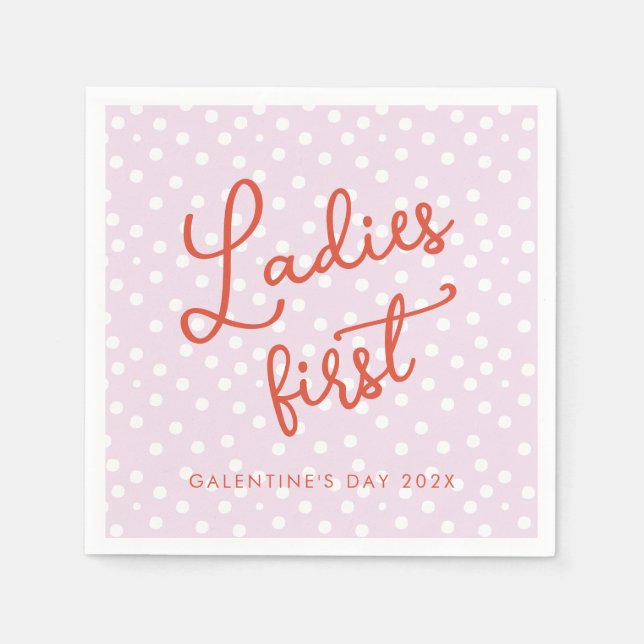 Ladies First Galentines Day Party Napkins (Front)