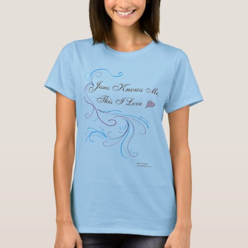Ladies Fitted Baby Blue shirt Jesus Knows Me T T_Shirt