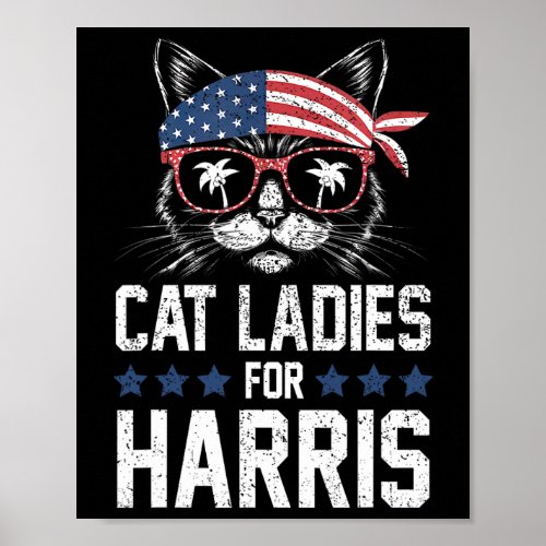 Ladies For Harris Funny Cat Coconut 2024  Poster