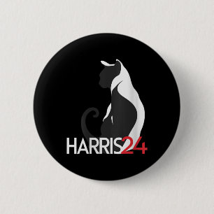 Ladies For Kamala Funny Cat 2024 President Kamala- Button