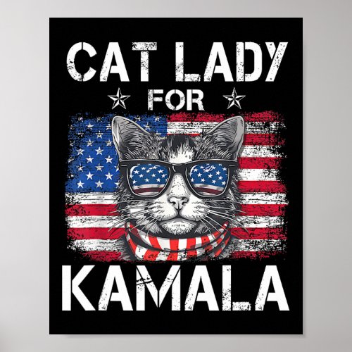 Ladies For Kamala Funny Cat 2024 President Kamala_ Poster