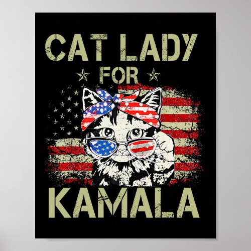 Ladies For Kamala Funny Cat 2024 President Kamala_ Poster