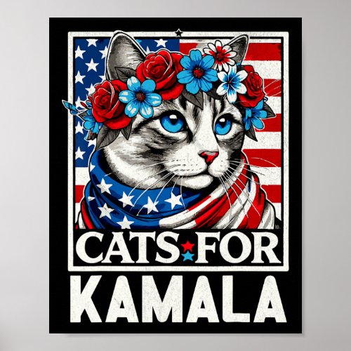 Ladies For Kamala Funny Cat 2024 President Kamala_ Poster