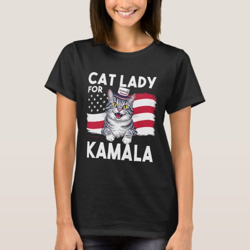 Ladies For Kamala Funny Cat 2024 President Kamala_ T_Shirt