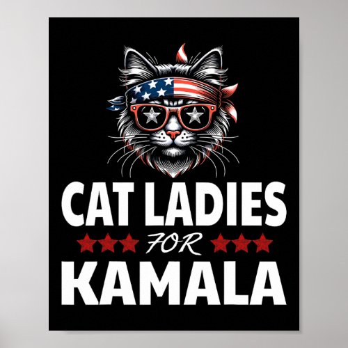 Ladies For Kamala Funny Cat Lover 2024 Kamala_harr Poster