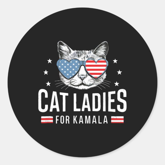 Ladies For Kamala Harris Democracy Voting Blue Pre Classic Round Sticker (Front)