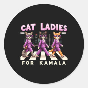 Ladies For Kamala Voting Kamala Harris 2024 Cat Lo Classic Round Sticker