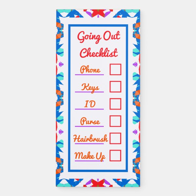 Ladies Girls Cute Blue Adult ADHD Checklist Magnetic Notepad (Front)