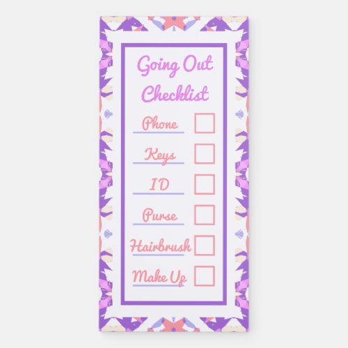 Ladies Girls Purple Pastels Adult ADHD Checklist Magnetic Notepad