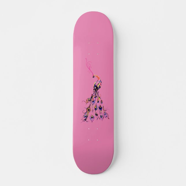 Ladies& Girls Skateboard Colored Peacock (Front)