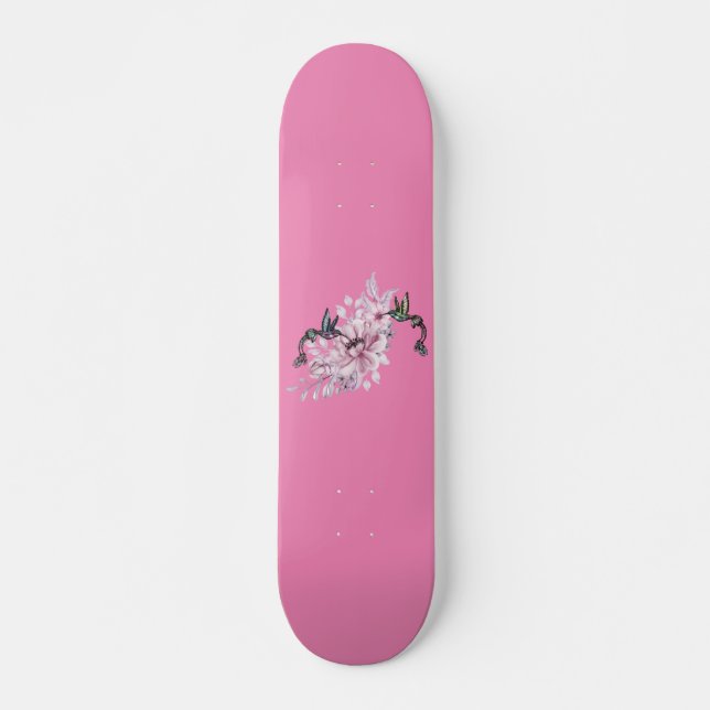 Ladies & Girls Skateboard Floral Hummingbirds (Front)