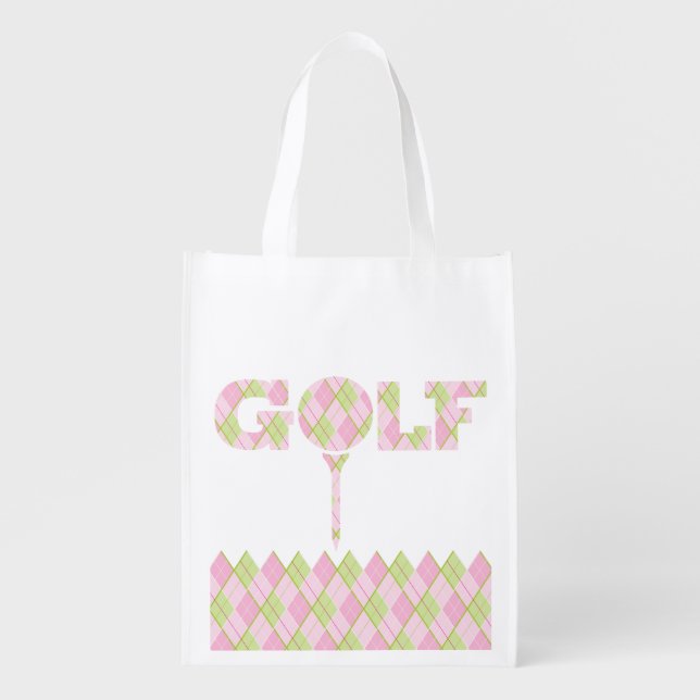 Ladies golf argyle patterned printed bag (Front)