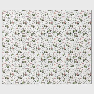 Ladies Golf Cart Pattern Wrapping Paper
