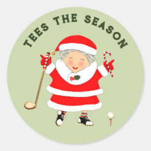 Ladies Golf Christmas Classic Round Sticker
