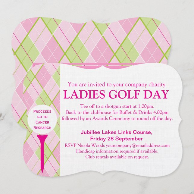 Ladies Golf day corporate group event invitation (Front/Back)