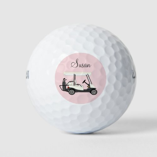 Ladies Golf Golfer Cart Personalized Golf Balls