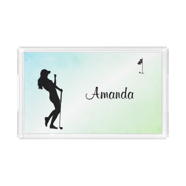 Ladies Golf Green Personal Acrylic Tray (Front)
