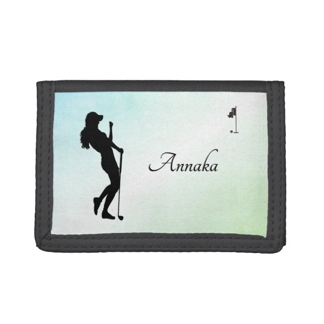 Ladies Golf Green Trifold Wallet (Front)