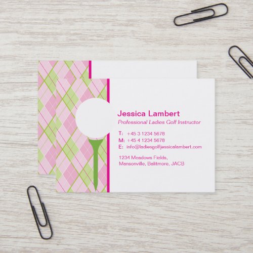 Ladies golf instructor large business cards