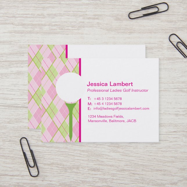 Ladies golf instructor large business cards (Front/Back In Situ)