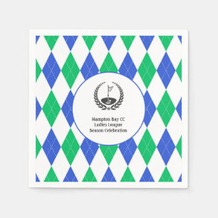 Ladies Golf League Argyle Pattern Party Napkins