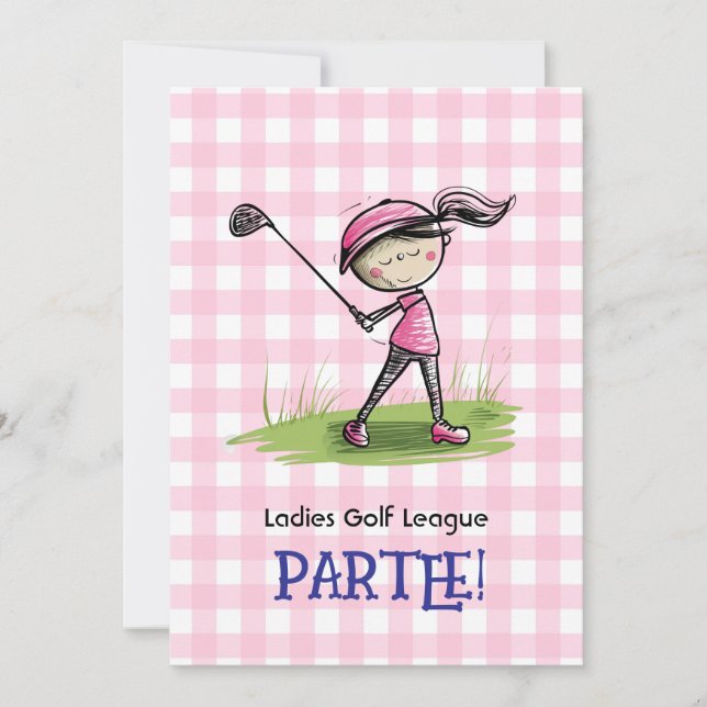 Ladies Golf League Celebration Cartoon Invitation (Front)