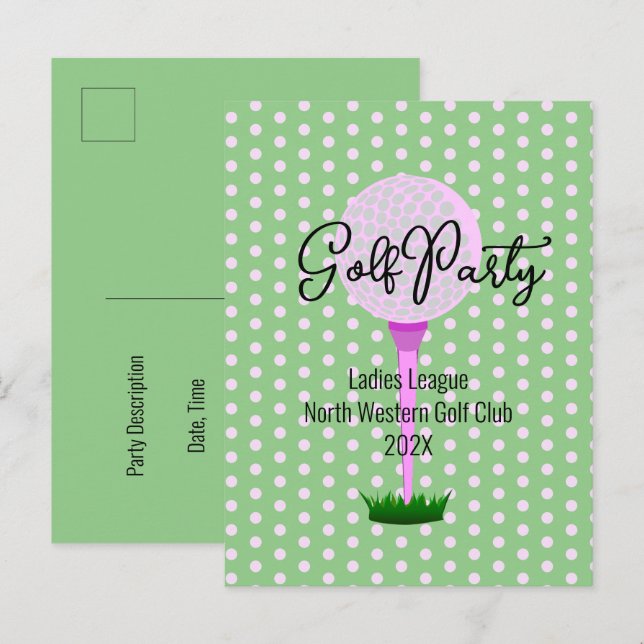 Ladies Golf League Golf Party Invitation Postcard (Front/Back)