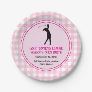 Ladies Golf League Party Pink Plaid Tableware Paper Plates