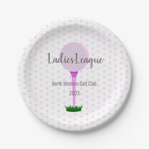 Ladies Golf League Pink Dot Party Plates