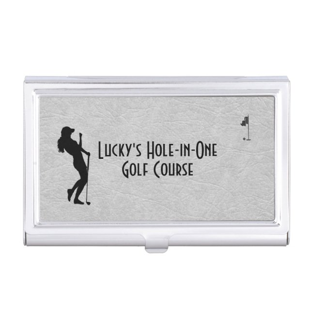Ladies Golf Leather Look Business Card Case (Front)