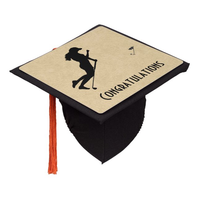 Ladies Golf Leather Look Graduation Cap Topper (Angled)