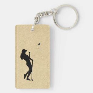Ladies Golf Leather Look Keychain