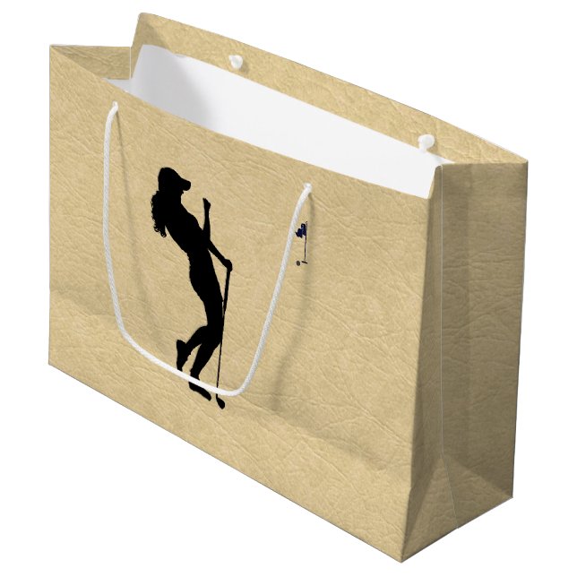 Ladies Golf Leather Look Large Gift Bag (Front Angled)