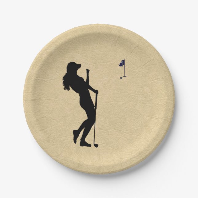 Ladies Golf Leather Look Paper Plates (Front)