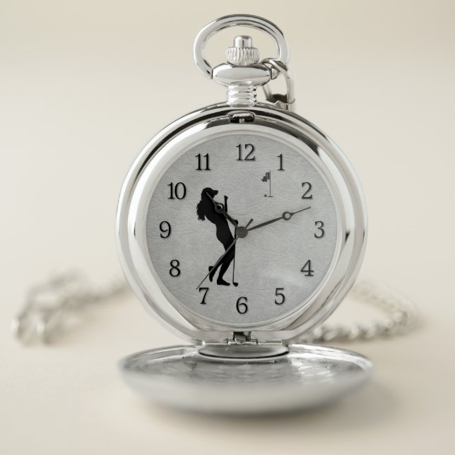 Ladies Golf Leather Look Pocket Watch (Inside)