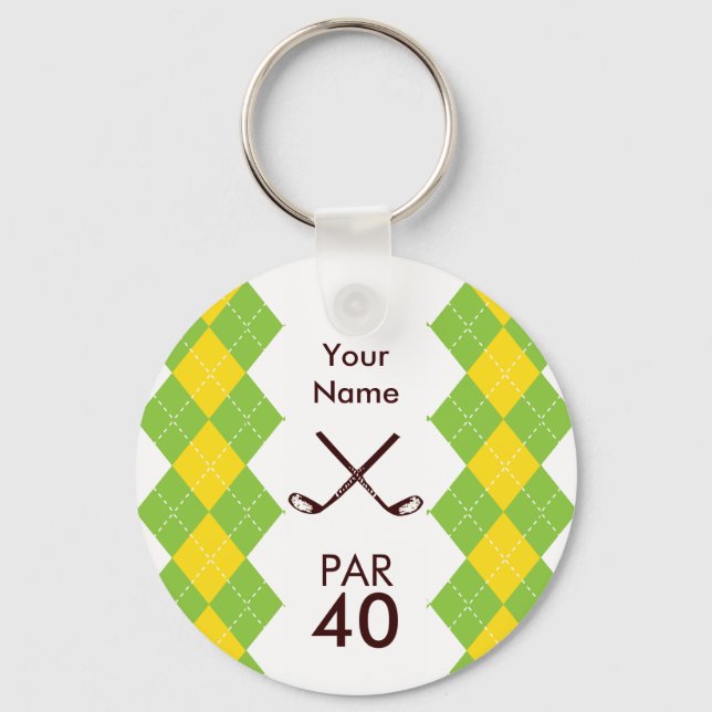 Ladies Golf Party Argyle Preppy Keychain (Front)