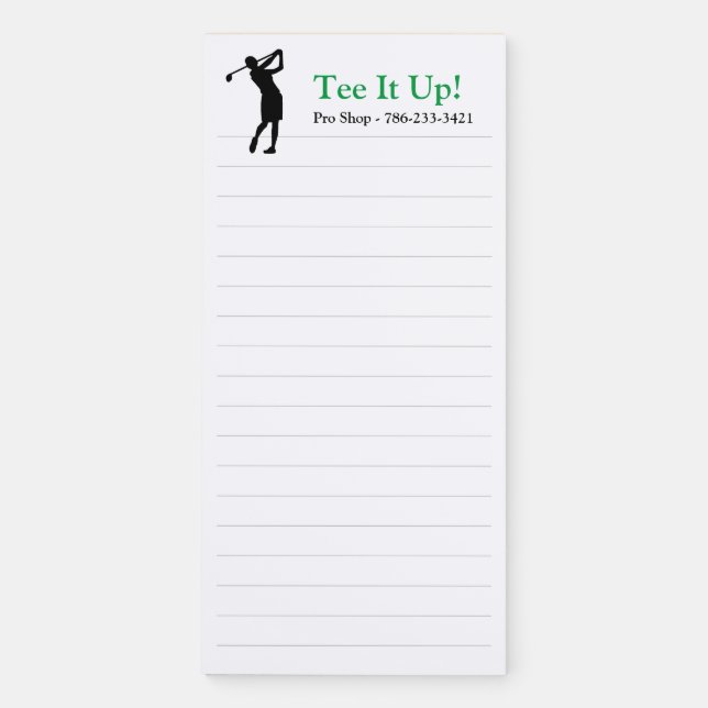 Ladies Golf Party Gift Golfer Magnetic Notepad (Front)
