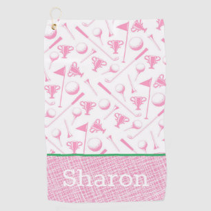Ladies Golf Pink Green White Preppy  Towel