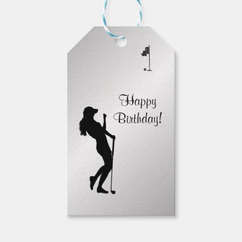 Ladies Golfer Birthday Gift Tags
