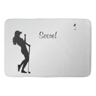 Ladies Golfer Custom Text Bath Mat